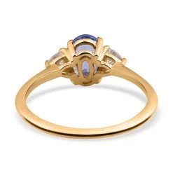 LUXORO 10K Yellow Gold AAA Tanzanite, Moissanite Trilogy Ring 1.15 Ctw -Jewelry store 7382224 4