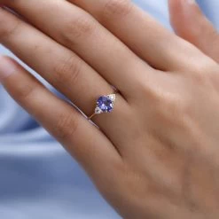 LUXORO 10K Yellow Gold AAA Tanzanite, Moissanite Trilogy Ring 1.15 Ctw -Jewelry store 7382224 5
