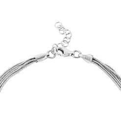 Italian Rhodium Over Sterling Silver 5 Lines Star Dust Snake Bracelet (7.00 In) 4.70 Grams -Jewelry store 7382402 3