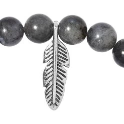 Artisan Crafted Malagasy Labradorite Beaded Feather Charm Bracelet In Sterling Silver (7.25 In) 163.40 Ctw -Jewelry store 7383904 3