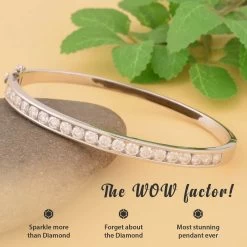 Moissanite Bangle Bracelet In Rhodium Over Sterling Silver (6.50 In) 4.15 Ctw -Jewelry store 7384798 1