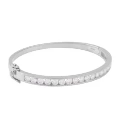 Moissanite Bangle Bracelet In Rhodium Over Sterling Silver (6.50 In) 4.15 Ctw -Jewelry store 7384798 4