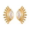 Moissanite Evil Eye Protector Earrings In Vermeil YG Over Sterling Silver 0.65 Ctw