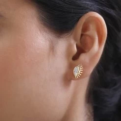 Moissanite Evil Eye Protector Earrings In Vermeil YG Over Sterling Silver 0.65 Ctw -Jewelry store 7384865 2