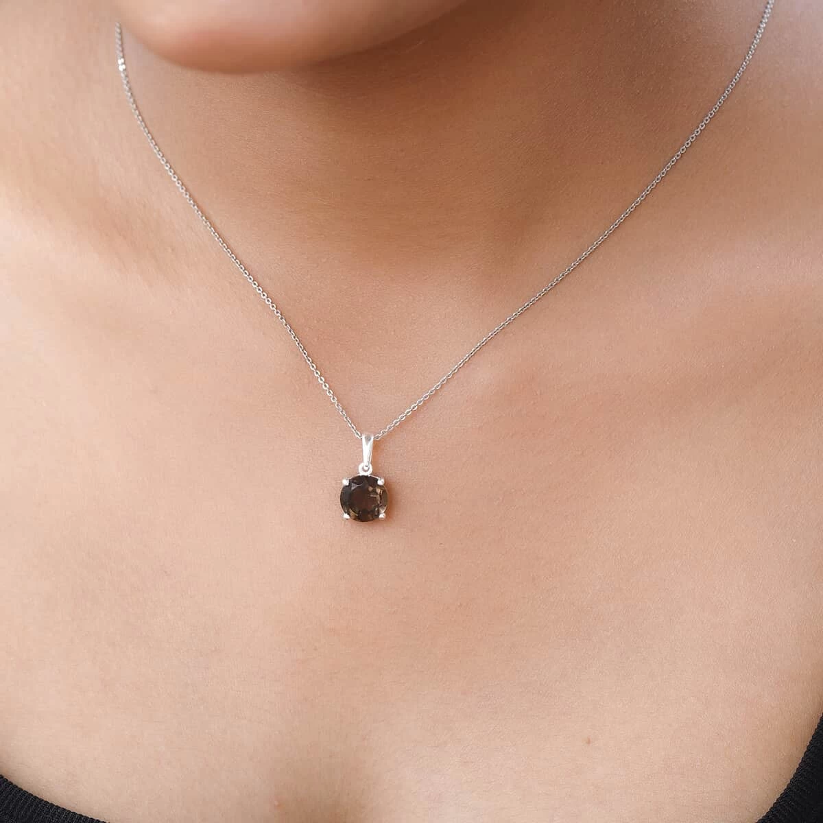 Brazilian Smoky Quartz Solitaire Pendant In Sterling Silver 2.65 Ctw 5 Brazilian Smoky Quartz Solitaire Pendant In Sterling Silver 2.65 Ctw - Image 3