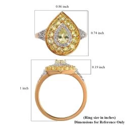 Natural Chrysoberyl And Natural White Zircon Double Halo Ring In Vermeil Yellow Gold Over Sterling Silver 2.00 Ctw -Jewelry store 7386375 5