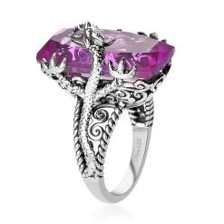 Artisan Crafted African Lilac Quartz (Triplet) Solitaire Dragon Ring In Sterling Silver 14.25 Ctw -Jewelry store 7386458 3