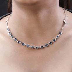 London Blue Topaz Necklace 18 Inches Interchangeable Into Bracelet In Platinum Over Sterling Silver 8.35 Ctw -Jewelry store 7386955 2