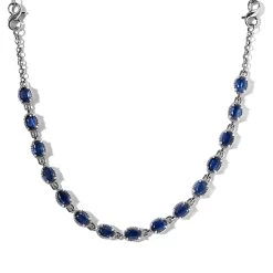 Kyanite Necklace 18 Inches Interchangeable Into Bracelet In Platinum Over Sterling Silver 9.75 Ctw