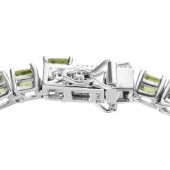 Asscher Cut American Natural Arizona Peridot Bracelet In Platinum Over Sterling Silver (6.50 In) 12.40 Ctw -Jewelry store 7387086 3