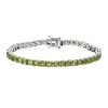 Asscher Cut Arizona Peridot Tennis Bracelet In Platinum Over Sterling Silver (7.25 In) 13.85 Ctw -Jewelry store 7387089
