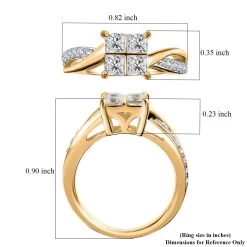 Moissanite Twisted Shank Ring In Platinum Over And Vermeil YG Over Sterling Silver (Delivery In 7-10 Business Days) 0.85 Ctw -Jewelry store 7387245 5