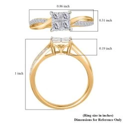 Moissanite Twisted Shank Ring In Platinum Over And Vermeil YG Over Sterling Silver (Delivery In 7-10 Business Days) 0.85 Ctw -Jewelry store 7387245 6