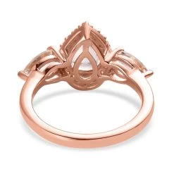 Marropino Morganite And White Zircon Halo Ring In Vermeil Rose Gold Over Sterling Silver 1.80 Ctw -Jewelry store 7388934 4