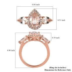 Marropino Morganite And White Zircon Halo Ring In Vermeil Rose Gold Over Sterling Silver 1.80 Ctw -Jewelry store 7388934 5