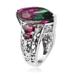 Watermelon Quartz (Triplet) And Orissa Rhodolite Garnet Ring In Platinum Over Sterling Silver 14.00 Ctw -Jewelry store 7389034 3