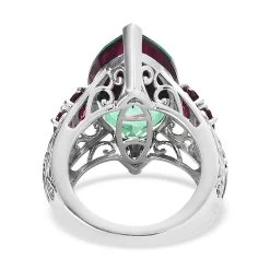Watermelon Quartz (Triplet) And Orissa Rhodolite Garnet Ring In Platinum Over Sterling Silver 14.00 Ctw -Jewelry store 7389034 4