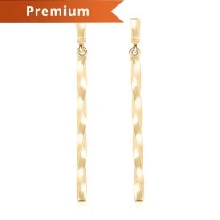 Sorrento Twisted Italian 10K Yellow Gold Earrings, Twisted Gold Earrings, Linear Gold Earrings, Drop And Linear Gold Earrings For Women, Gifts For Her, Gold Gift 1.35 Grams