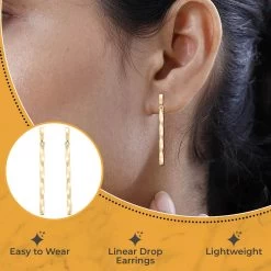 Sorrento Twisted Italian 10K Yellow Gold Earrings, Twisted Gold Earrings, Linear Gold Earrings, Drop And Linear Gold Earrings For Women, Gifts For Her, Gold Gift 1.35 Grams -Jewelry store 7389326 2