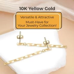 Sorrento Twisted Italian 10K Yellow Gold Earrings, Twisted Gold Earrings, Linear Gold Earrings, Drop And Linear Gold Earrings For Women, Gifts For Her, Gold Gift 1.35 Grams -Jewelry store 7389326 3
