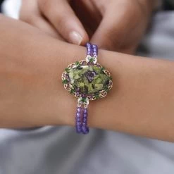 Tasmanian Stichtite And Multi Gemstone Bracelet In Vermeil YG And Platinum Over Sterling Silver (7.25 In) 31.00 Ctw -Jewelry store 7390393 2