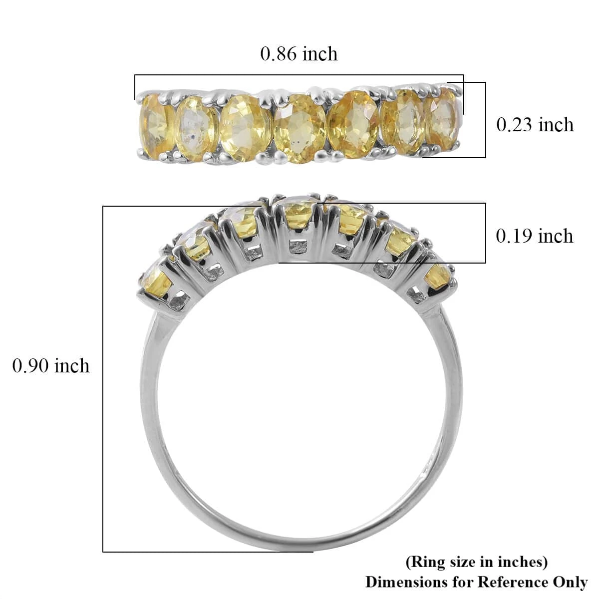 Yellow Sapphire 7 Stone Ring In Platinum Over Sterling Silver 1.60 Ctw 7 Yellow Sapphire 7 Stone Ring In Platinum Over Sterling Silver 1.60 Ctw - Image 5