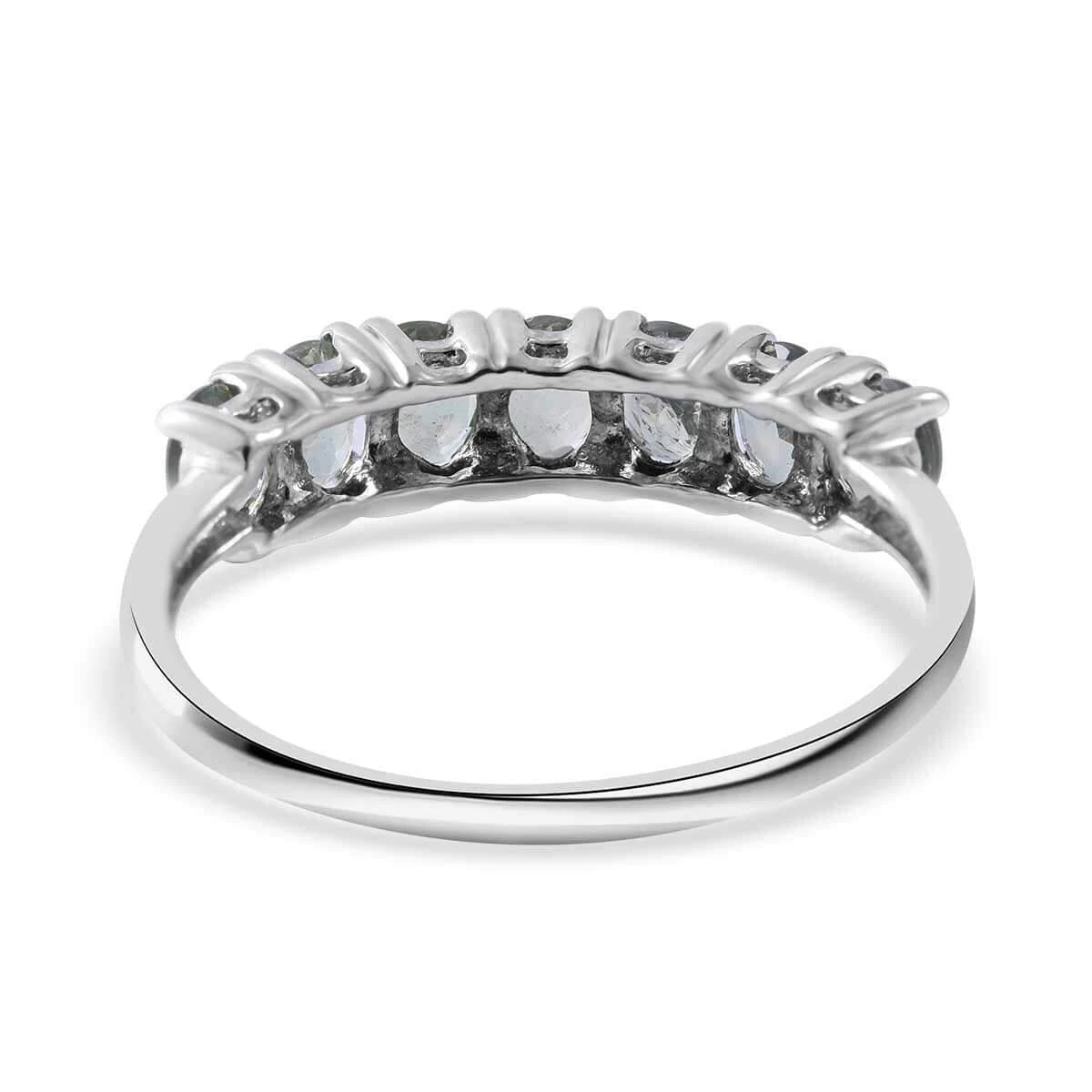 Madagascar Green Sapphire 7 Stone Ring In Platinum Over Sterling Silver 1.60 Ctw 6 Madagascar Green Sapphire 7 Stone Ring In Platinum Over Sterling Silver 1.60 Ctw - Image 4