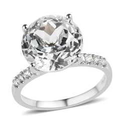 White Topaz Ring In Platinum Over Sterling Silver 9.75 Ctw
