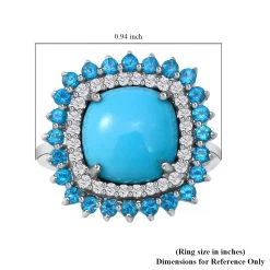 Sleeping Beauty Turquoise And Multi Gemstone Cocktail Ring In Platinum Over Sterling Silver 6.25 Ctw -Jewelry store 7416501 4