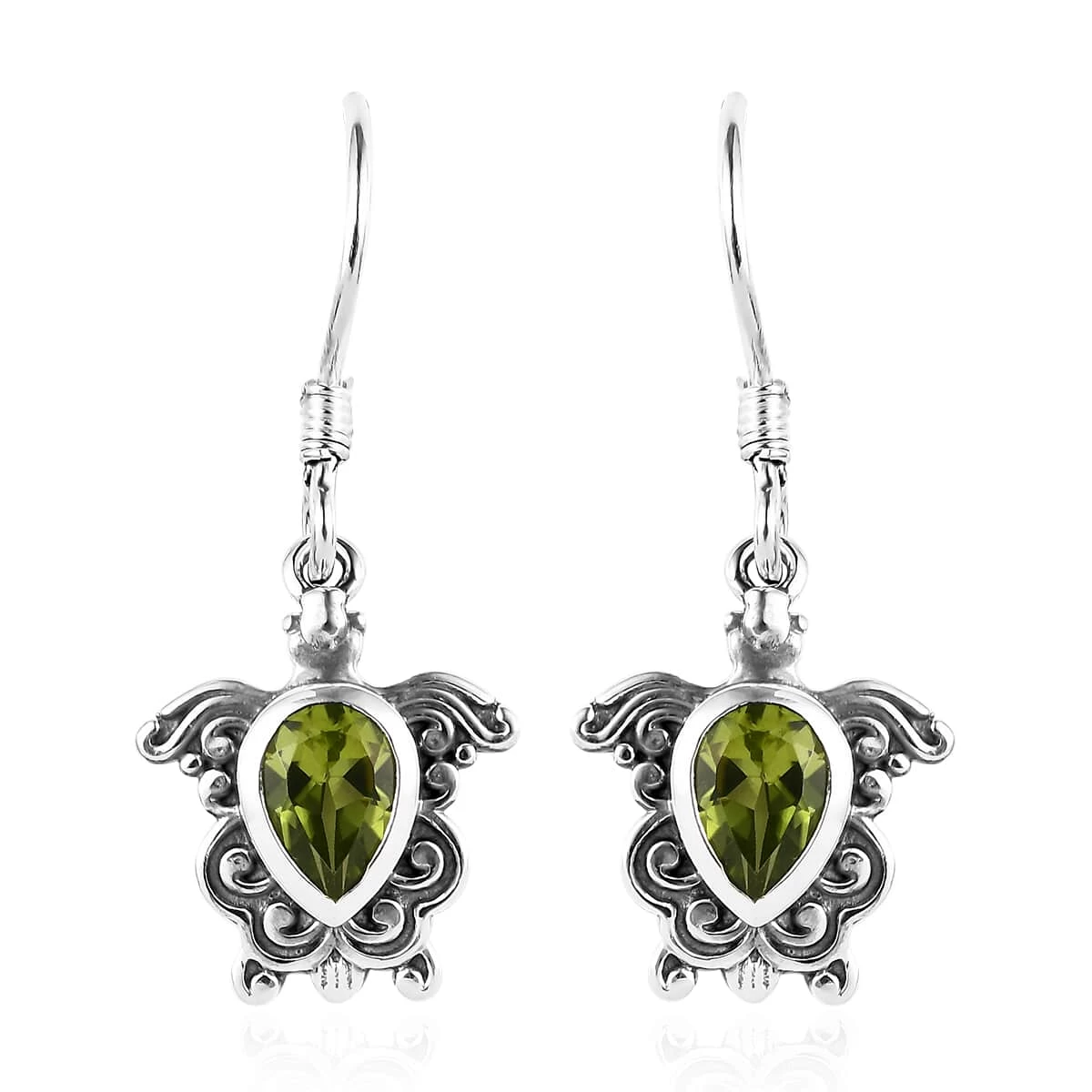 Artisan Crafted Arizona Peridot Turtle Earrings In Sterling Silver 1.50 Ctw 3 Artisan Crafted Arizona Peridot Turtle Earrings In Sterling Silver 1.50 Ctw