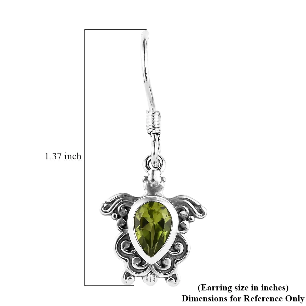Artisan Crafted Arizona Peridot Turtle Earrings In Sterling Silver 1.50 Ctw 7 Artisan Crafted Arizona Peridot Turtle Earrings In Sterling Silver 1.50 Ctw - Image 5