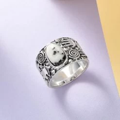 Artisan Crafted White Buffalo Solitaire Ring In Sterling Silver 3.35 Ctw -Jewelry store 7425844 1