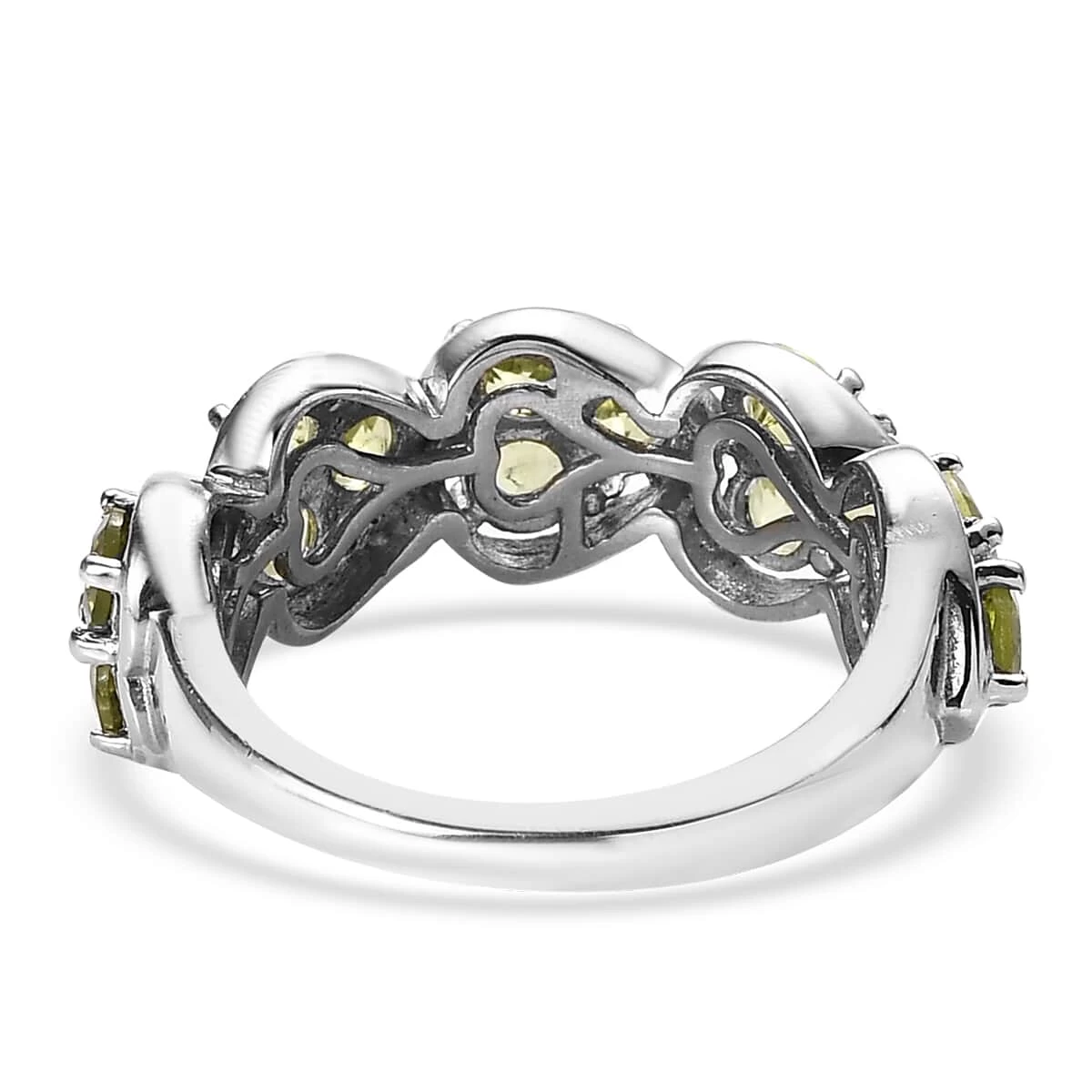 Arizona Peridot Heart Shape Ring In Platinum Over Sterling Silver 1.85 Ctw 7 Arizona Peridot Heart Shape Ring In Platinum Over Sterling Silver 1.85 Ctw - Image 5