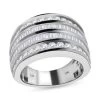 10K White Gold Diamond (G-H, SI) Multi Row Ring, Wedding Band Ring For Women (8.80 G) 2.00 Ctw -Jewelry store 7433266