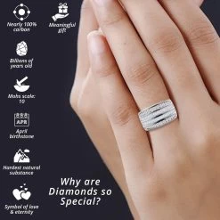 10K White Gold Diamond (G-H, SI) Multi Row Ring, Wedding Band Ring For Women (8.80 G) 2.00 Ctw -Jewelry store 7433266 2