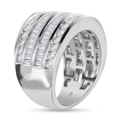 10K White Gold Diamond (G-H, SI) Multi Row Ring, Wedding Band Ring For Women (8.80 G) 2.00 Ctw -Jewelry store 7433266 4