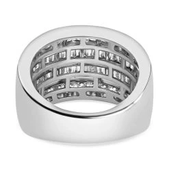 10K White Gold Diamond (G-H, SI) Multi Row Ring, Wedding Band Ring For Women (8.80 G) 2.00 Ctw -Jewelry store 7433266 5