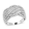 NY Closeout 10K White Gold G-H I1-I2 Diamond Swirl Design Ring 5.75 Grams 1.00 Ctw