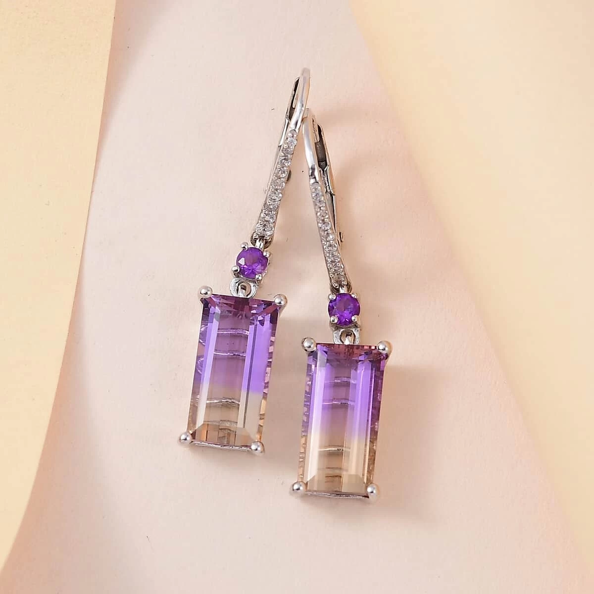AAA Anahi Ametrine And Multi Gemstone Lever Back Earrings In Platinum Over Sterling Silver 5.75 Ctw 4 AAA Anahi Ametrine And Multi Gemstone Lever Back Earrings In Platinum Over Sterling Silver 5.75 Ctw - Image 2