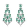 AAA Kagem Emerald And White Zircon Earrings In Sterling Silver 3.70 Ctw