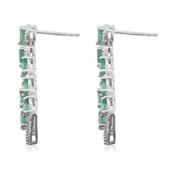 AAA Kagem Emerald And White Zircon Earrings In Sterling Silver 3.70 Ctw -Jewelry store 7438973 2