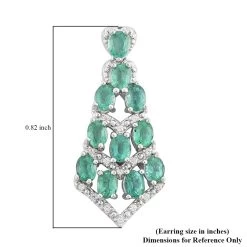 AAA Kagem Emerald And White Zircon Earrings In Sterling Silver 3.70 Ctw -Jewelry store 7438973 3