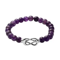 Amethyst 7-9mm Beaded Bracelet With Magnetic Clasp In Stainless Steel 75.00 Ctw