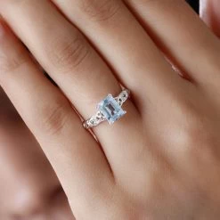 Sky Blue Topaz And White Topaz Ring In Sterling Silver 2.00 Ctw -Jewelry store 7456028 2