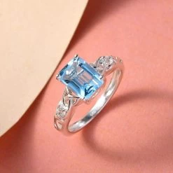 Sky Blue Topaz And White Topaz Ring In Sterling Silver 2.00 Ctw -Jewelry store 7456028 3