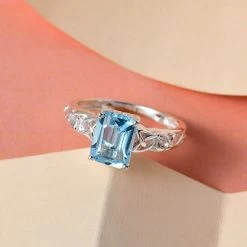Sky Blue Topaz And White Topaz Ring In Sterling Silver 2.00 Ctw -Jewelry store 7456028 4