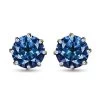 Blue Moissanite And White Moissanite Earrings In Platinum Over Sterling Silver 2.50 Ctw -Jewelry store 7457823