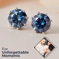 Blue Moissanite And White Moissanite Earrings In Platinum Over Sterling Silver 2.50 Ctw 8 Blue Moissanite And White Moissanite Earrings In Platinum Over Sterling Silver 2.50 Ctw -Jewelry store 7457823 1