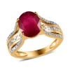 Niassa Ruby Ring, White Topaz Accent Ring, Vermeil Yellow Gold Over Sterling Silver Ring 4.75 Ctw -Jewelry store 7460702