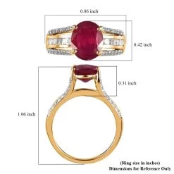 Niassa Ruby Ring, White Topaz Accent Ring, Vermeil Yellow Gold Over Sterling Silver Ring 4.75 Ctw 15 Niassa Ruby Ring, White Topaz Accent Ring, Vermeil Yellow Gold Over Sterling Silver Ring 4.75 Ctw -Jewelry store 7460702 6